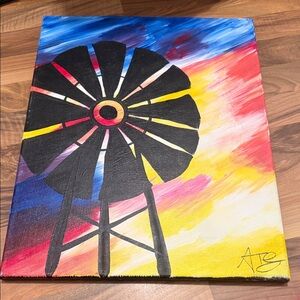 Colorful Windmill Canvas Art